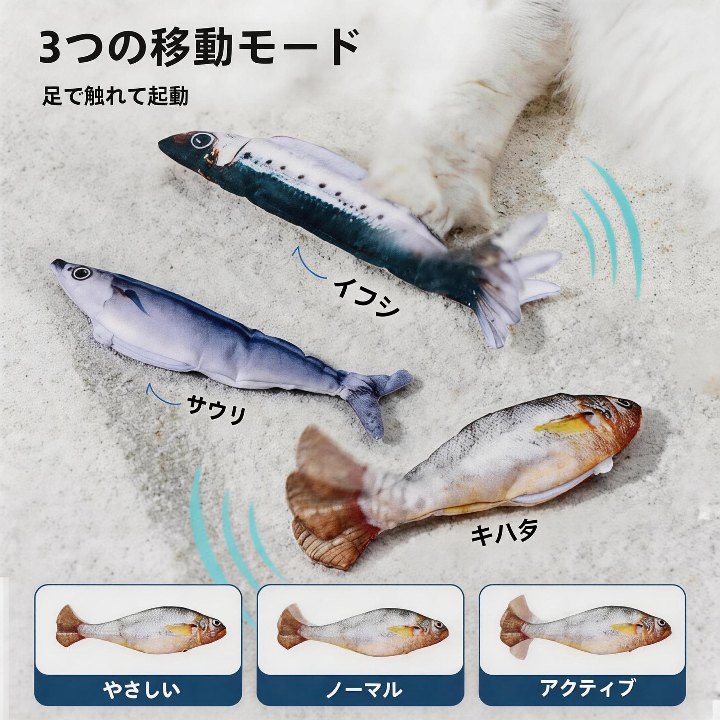 USB充電式 リアルフィッシュ 電動猫じゃらし