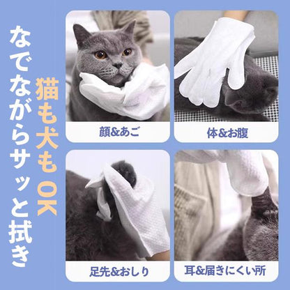 なでるだけで清潔ケア！ペット用グローブ型ウェットシート